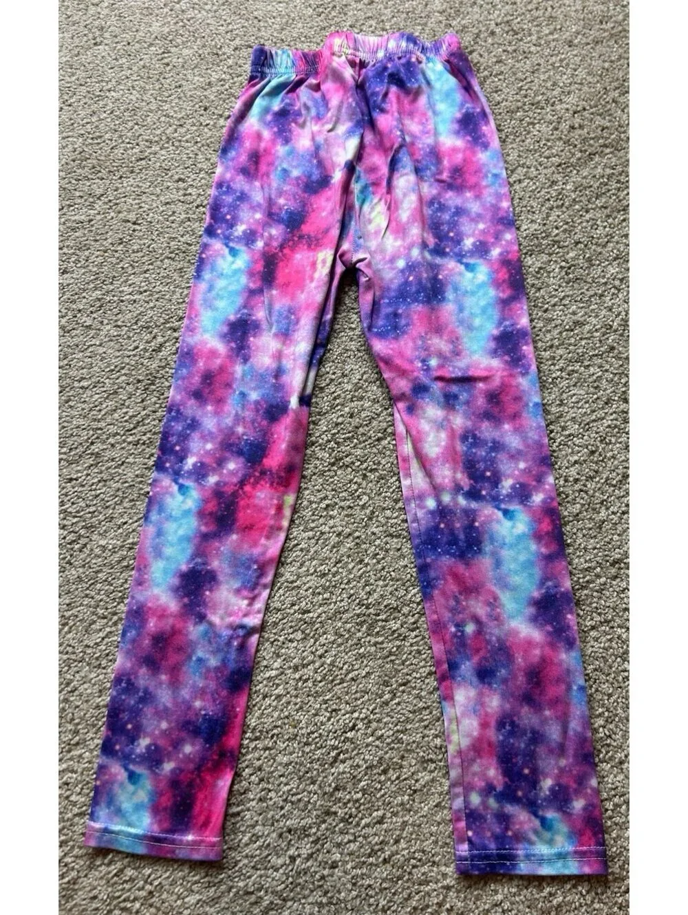 Girls Tie Dye Leggings Purple Pink Blue Stretch Active Pants Sz Youth